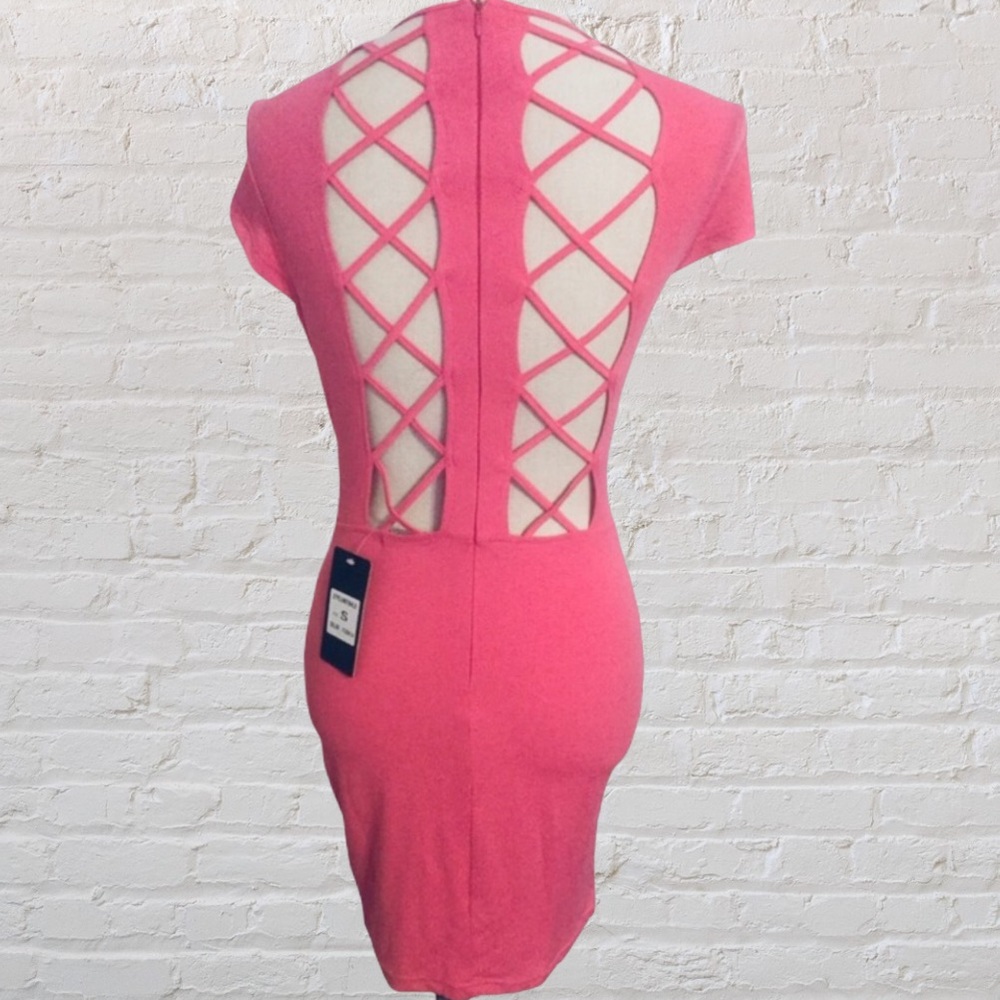 ❌DONATED❌Fuchsia Pink Cage Strap Detail Body-Con Dress - Picture 5 of 9